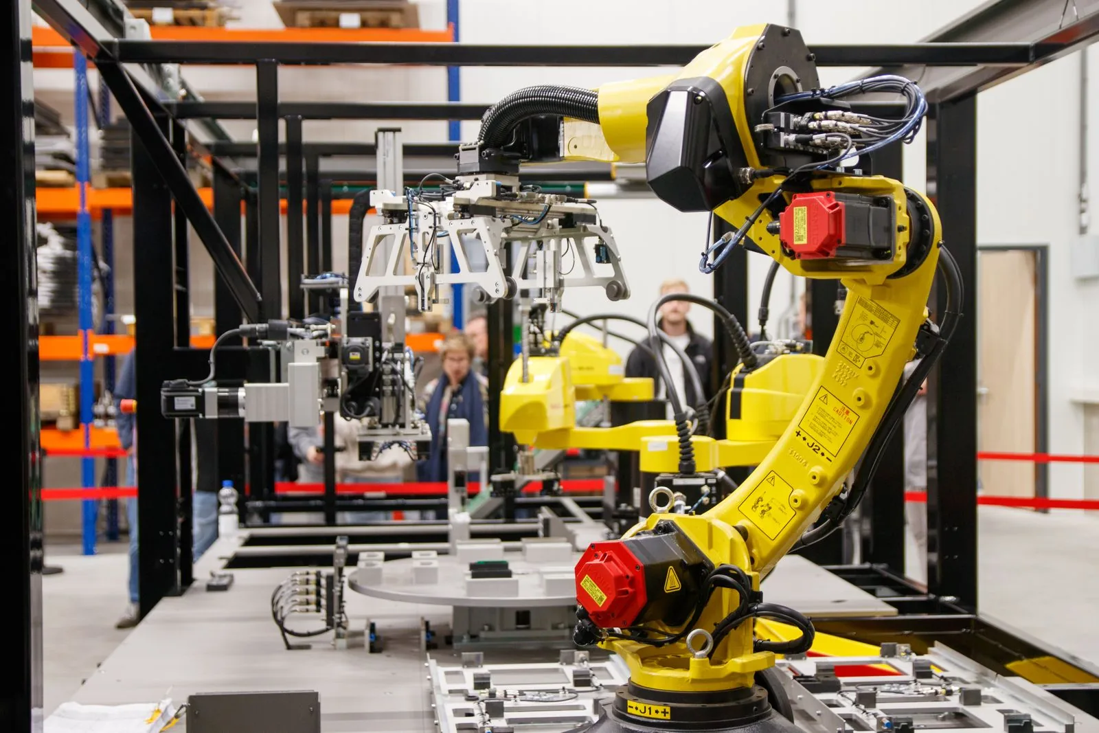 A robotic arm on a modern production floor